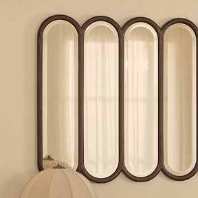 Reims - Dark Wood Arched Panel Wooden Mirror 120cm x 80cm
