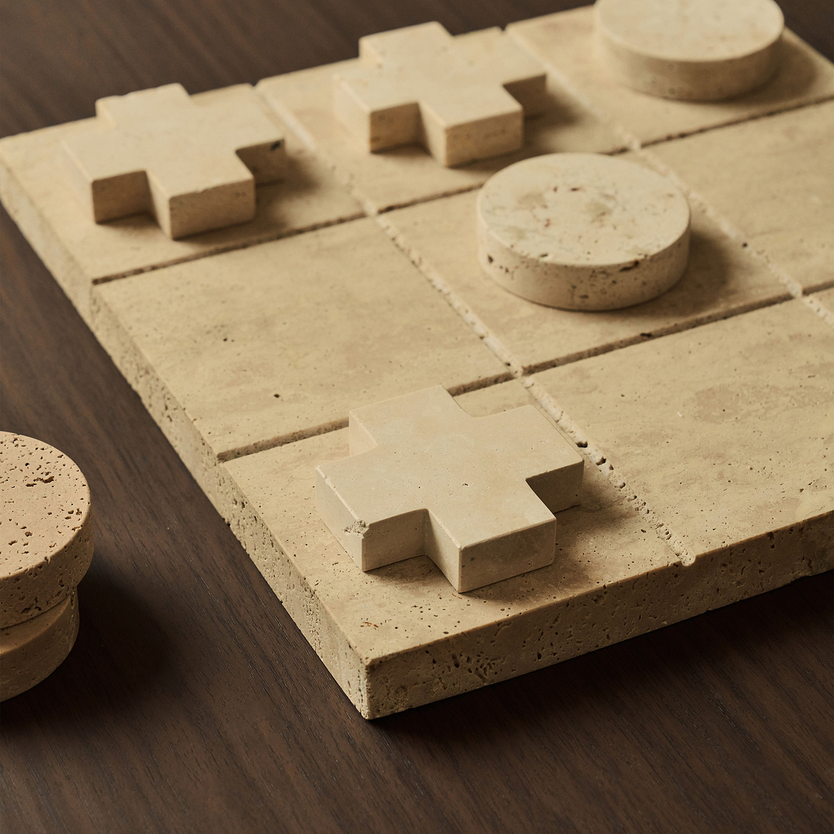 Noughts And Crosses - Cream Travertine Decorative Accessory