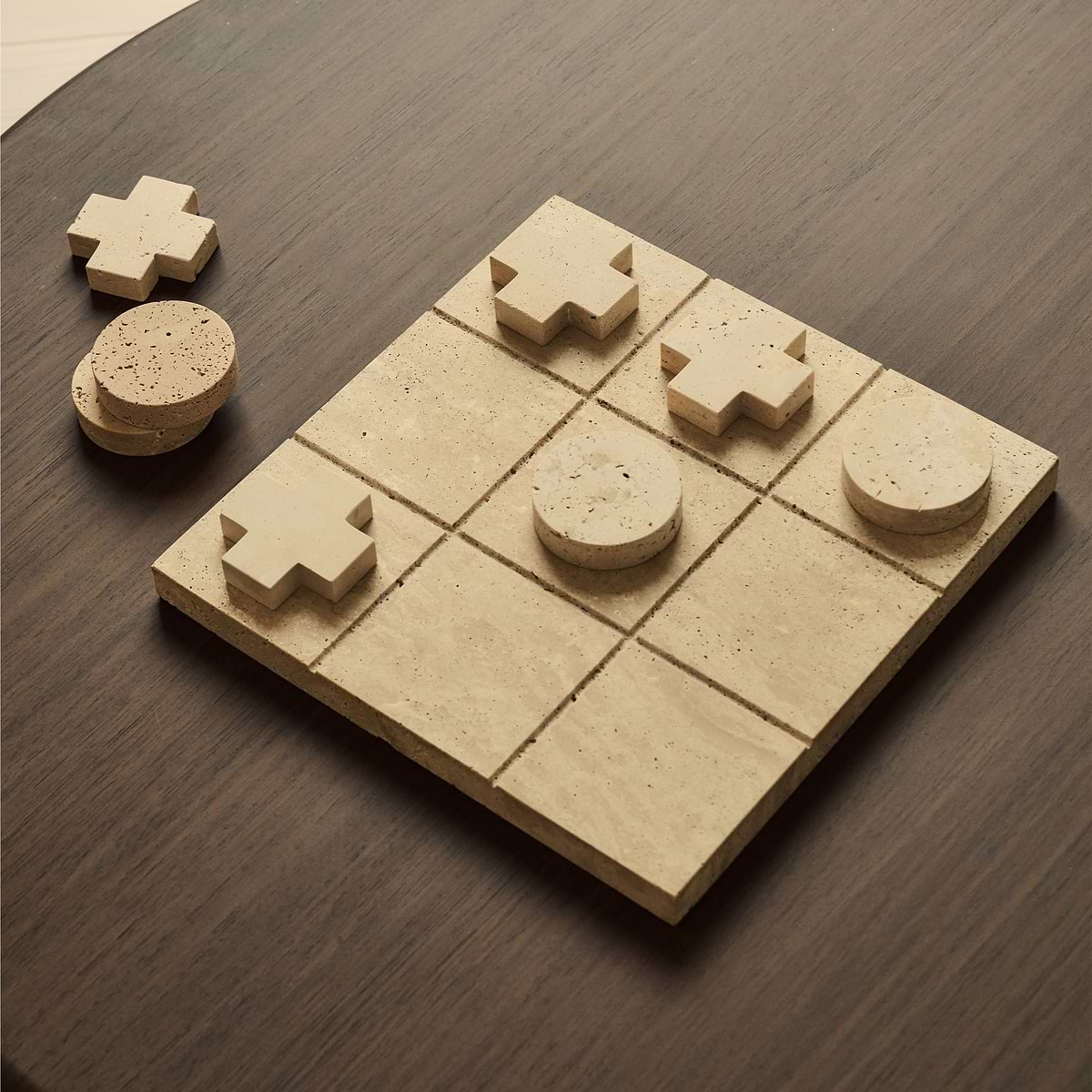 Noughts And Crosses - Cream Travertine Decorative Accessory
