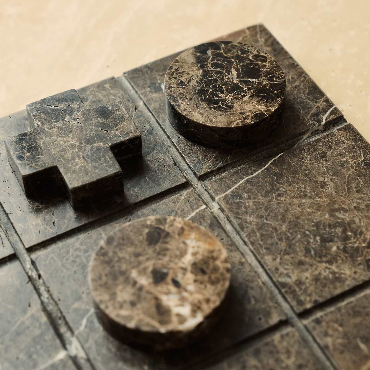 Noughts And Crosses - Dark Emperador Marble Decorative Accessory