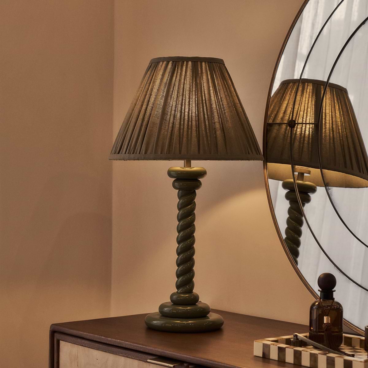 Cordelia - Olive Green Pleated Shade Table Lamp