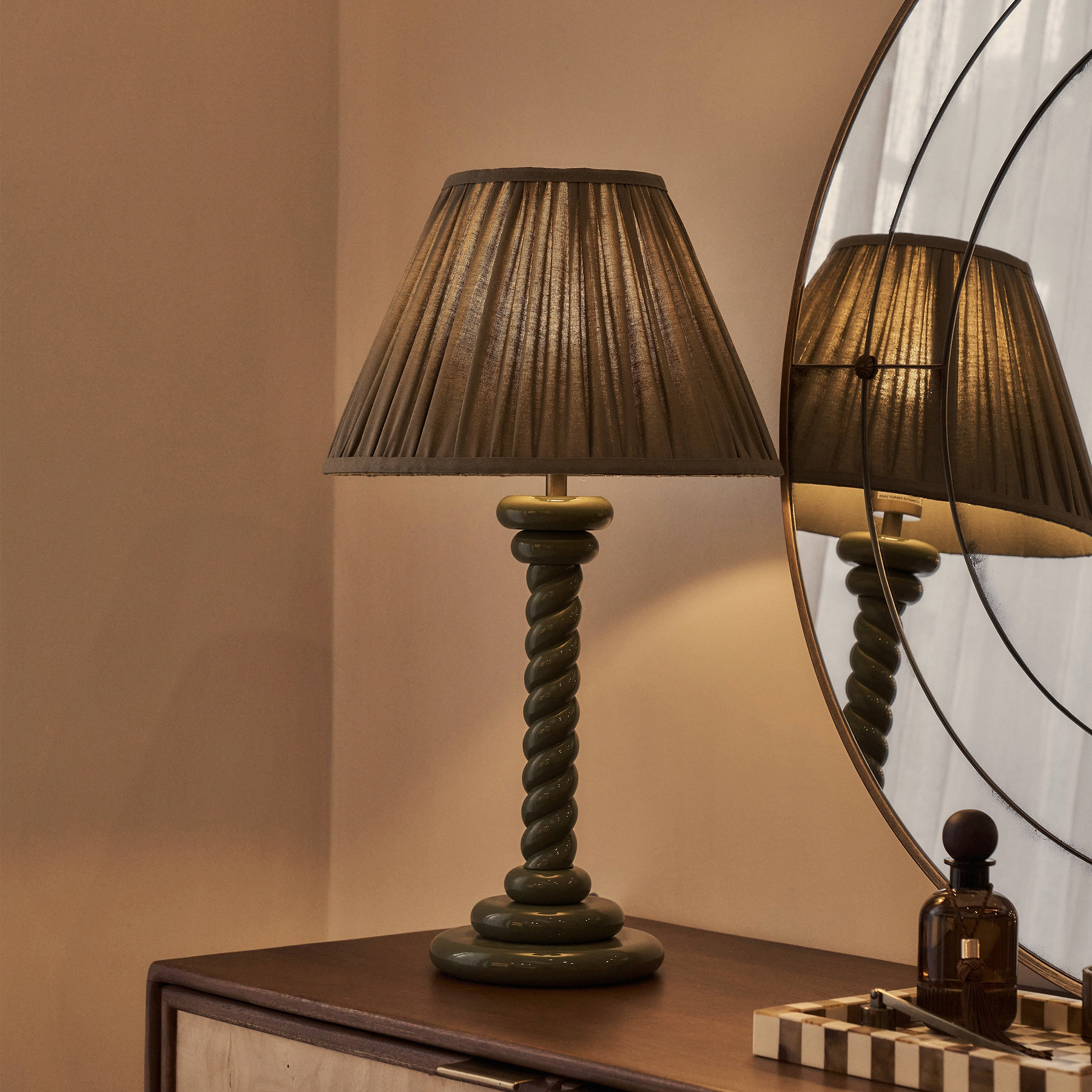 Cordelia - Olive Green Pleated Shade Table Lamp