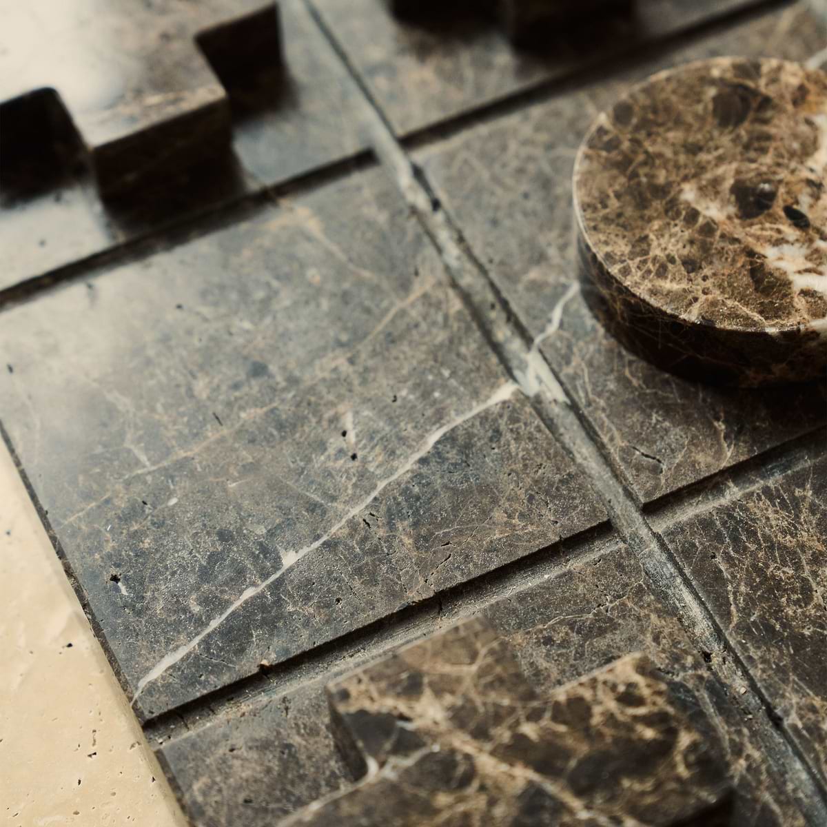 Noughts And Crosses - Dark Emperador Marble Decorative Accessory