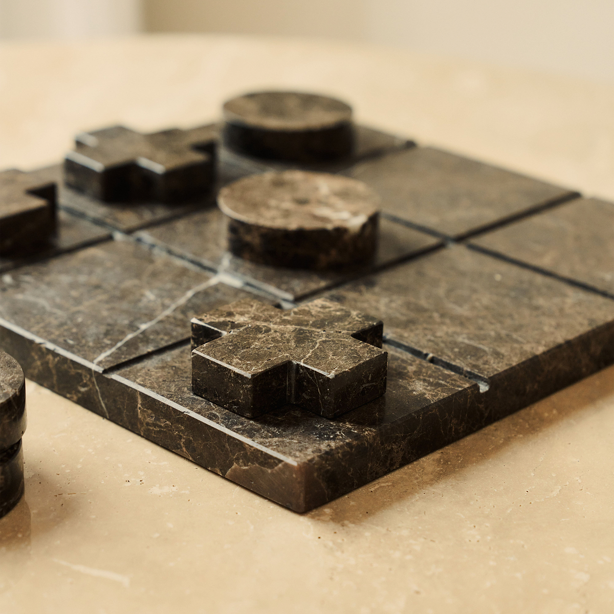 Noughts And Crosses - Dark Emperador Marble Decorative Accessory