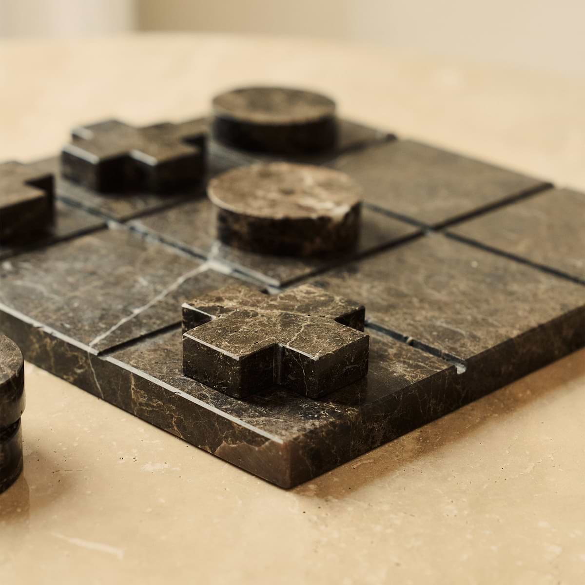 Noughts And Crosses - Dark Emperador Marble Decorative Accessory