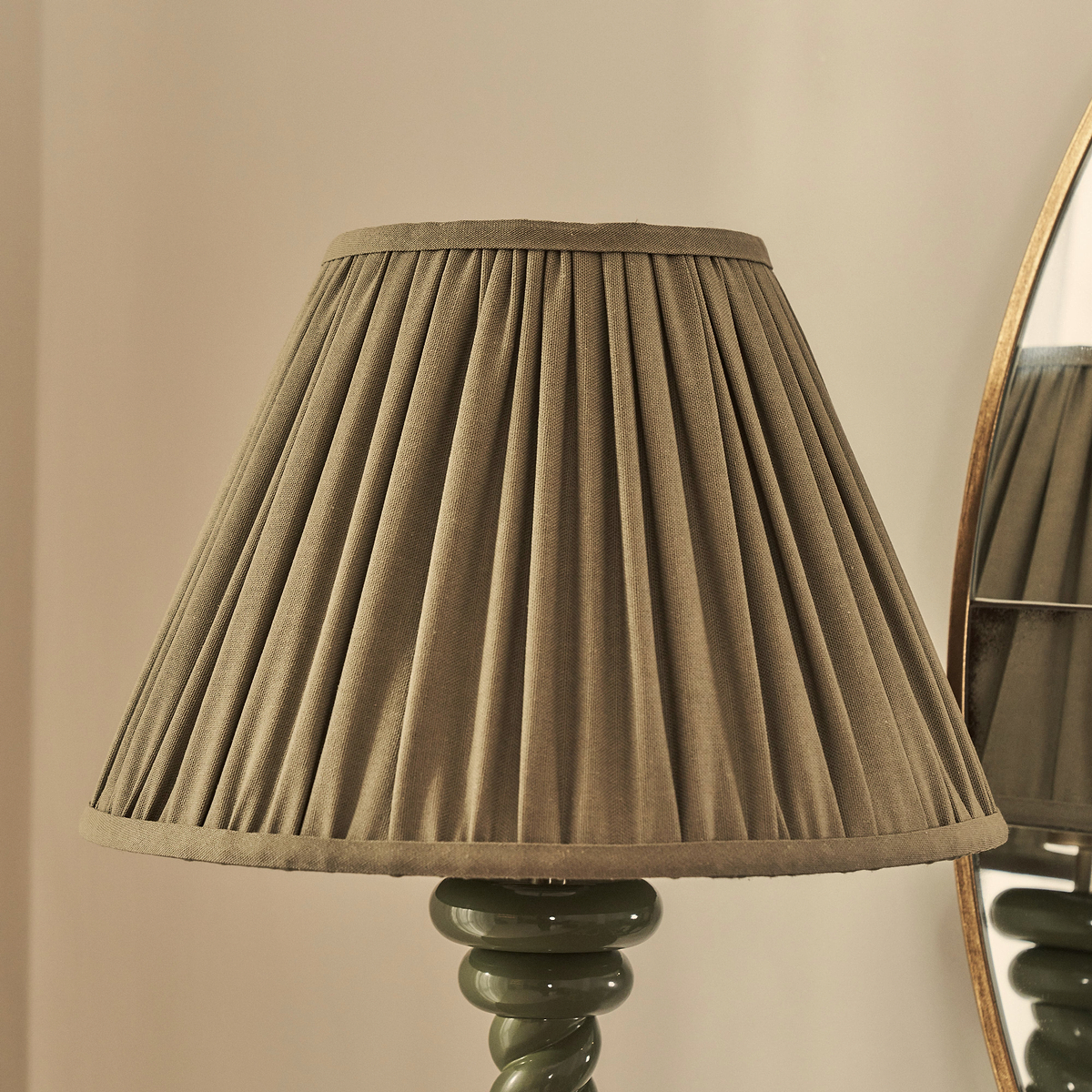 Cordelia - Olive Green Pleated Shade Table Lamp