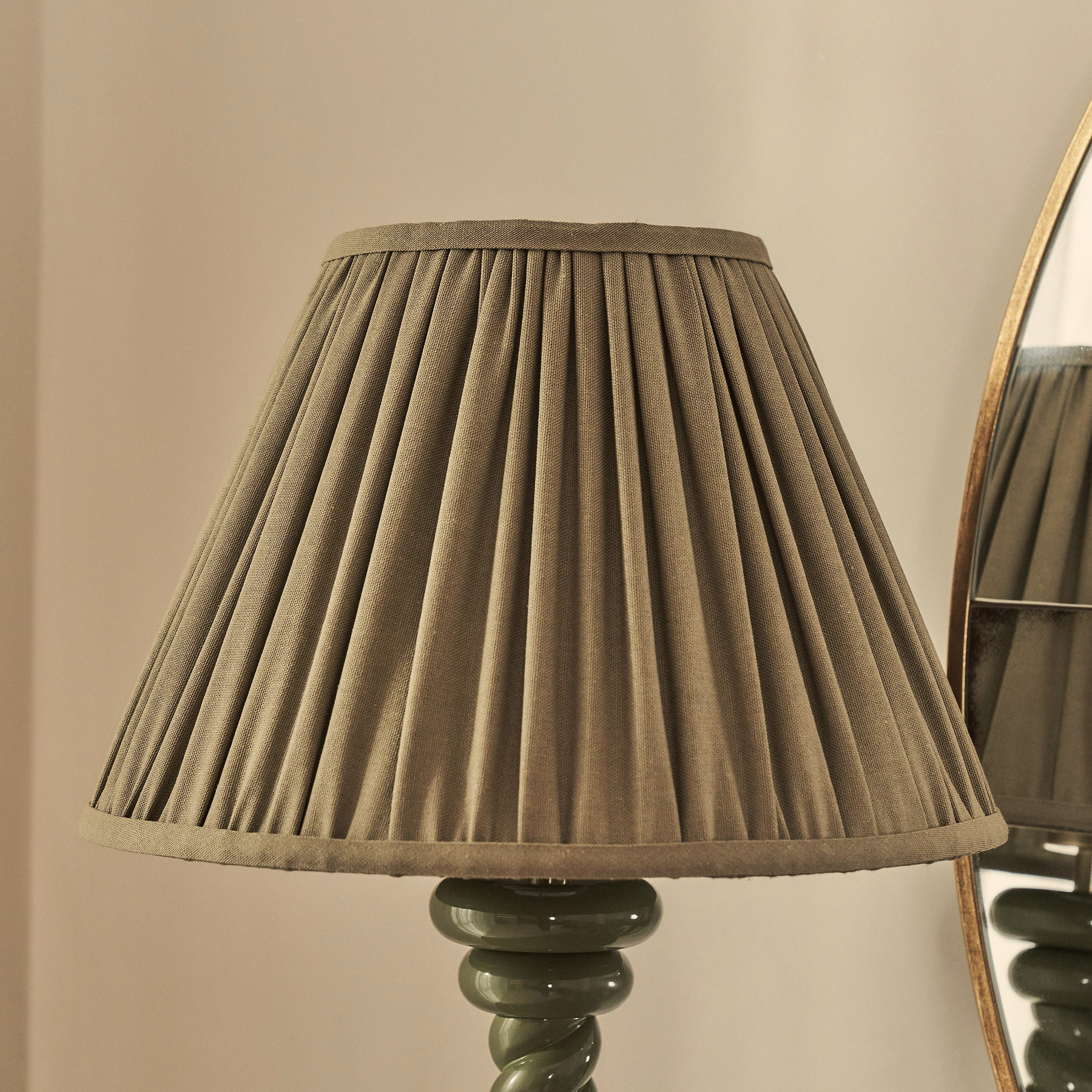 Cordelia - Olive Green Pleated Shade Table Lamp
