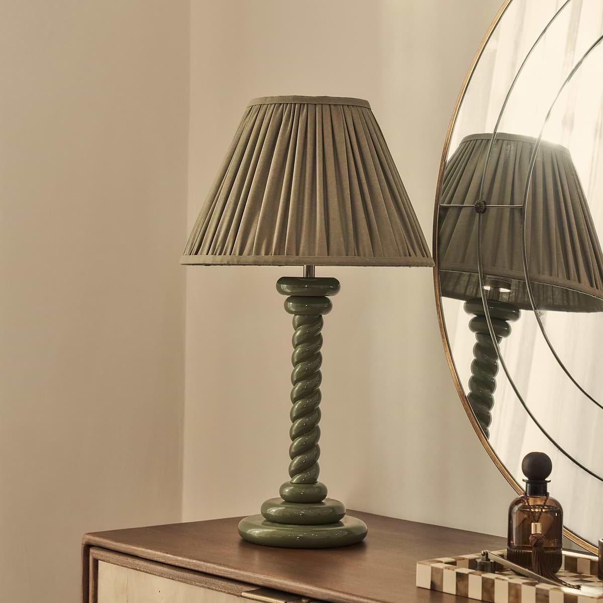 Cordelia - Olive Green Pleated Shade Table Lamp