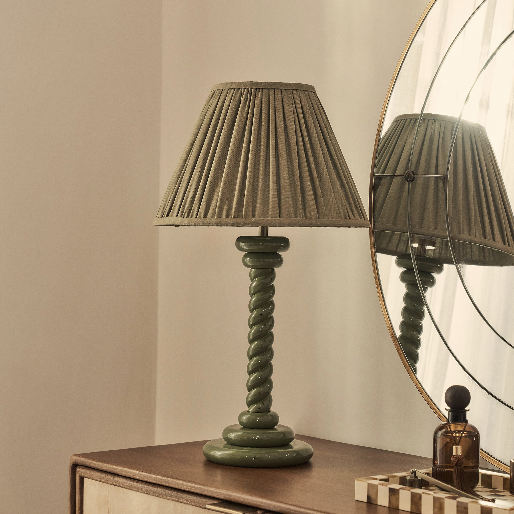 Cordelia - Olive Green Pleated Shade Table Lamp
