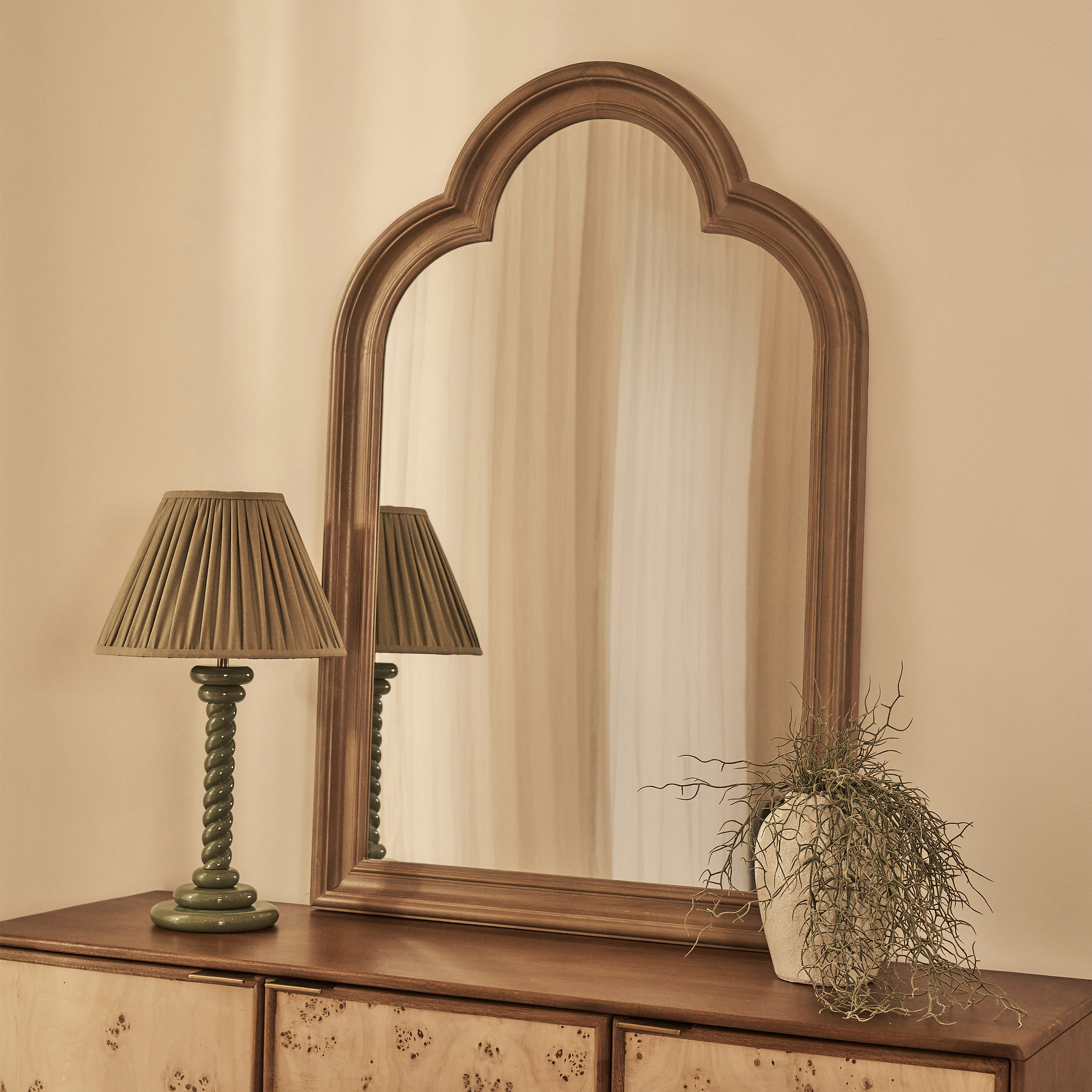 Melilla - Washed Wood Arched Mirror 120cm x 80cm