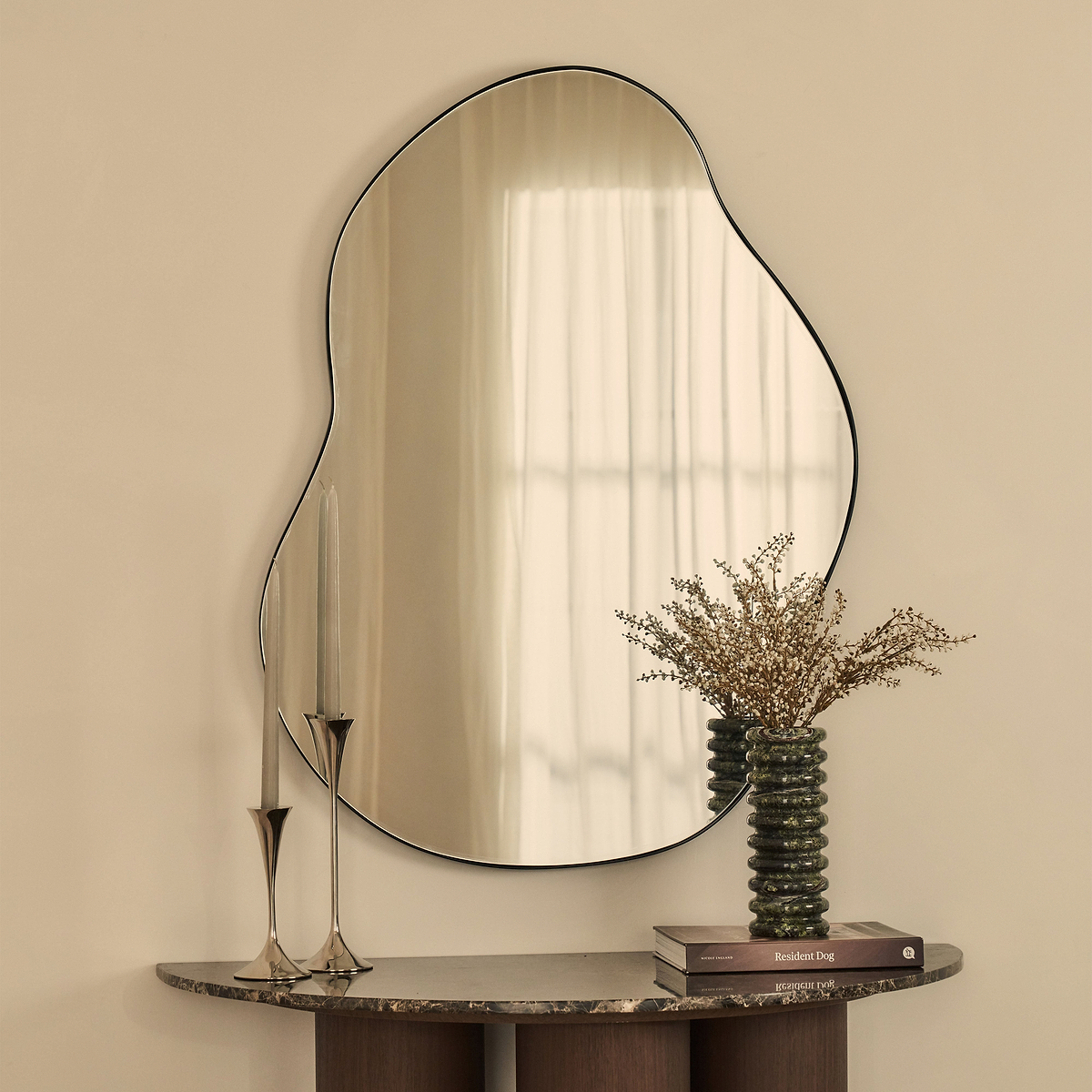 Ava - Black Pond Shaped Irregular Mirror 100cm x 70cm