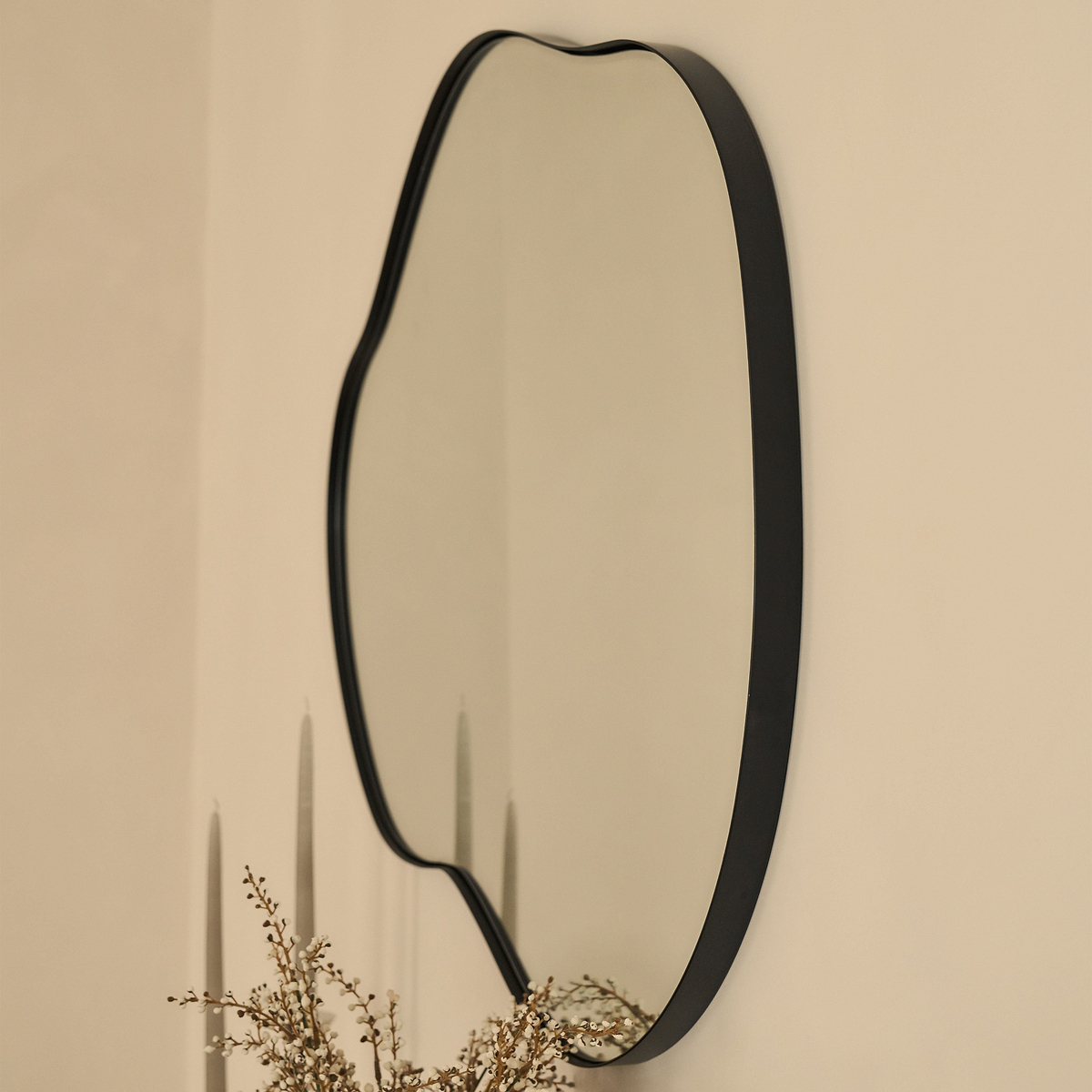 Ava - Black Pond Shaped Irregular Mirror 100cm x 70cm
