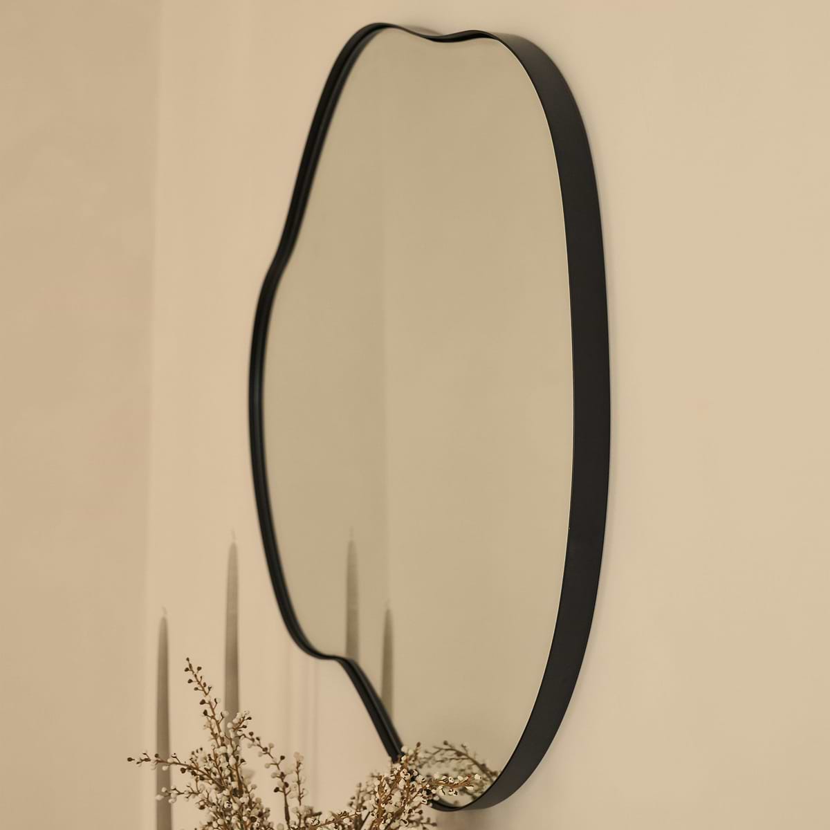 Ava - Black Pond Shaped Irregular Mirror 100cm x 70cm