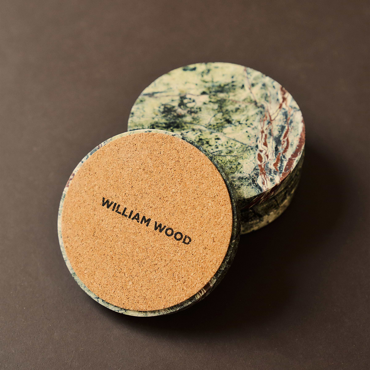 Marbelle - Green Marble Coasters Set of 4 Round