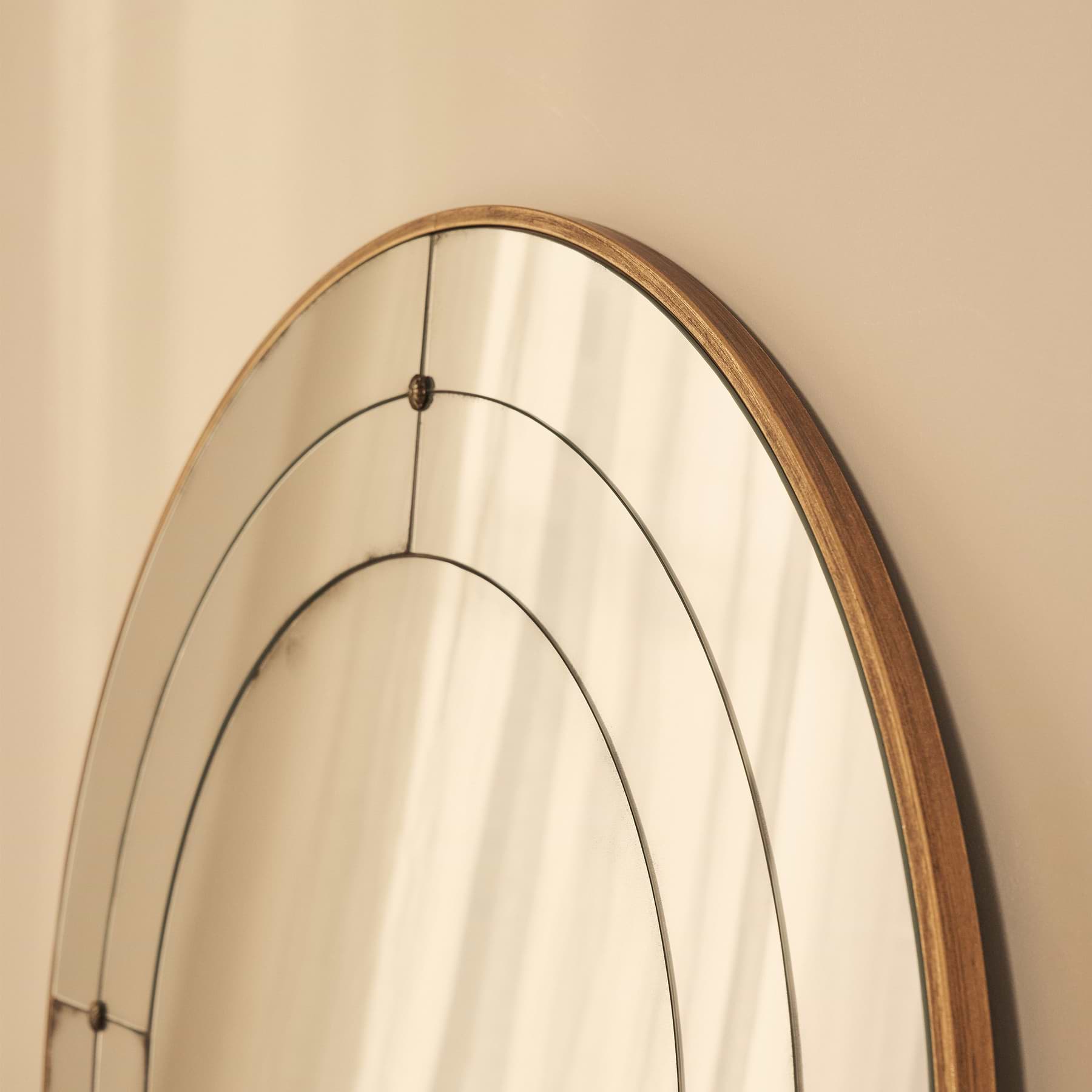 Teramo - Gold Antique Glass Round Metal Wall Mirror 90cm x 90cm