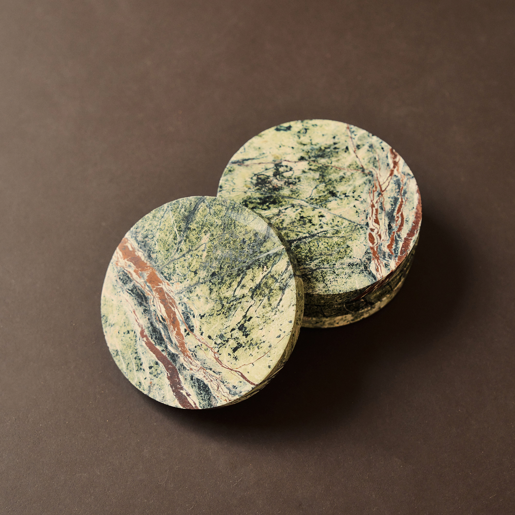 Marbelle - Green Marble Coasters Set of 4 Round