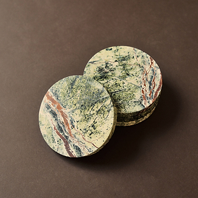 Marbelle - Green Marble Coasters Set of 4 Round