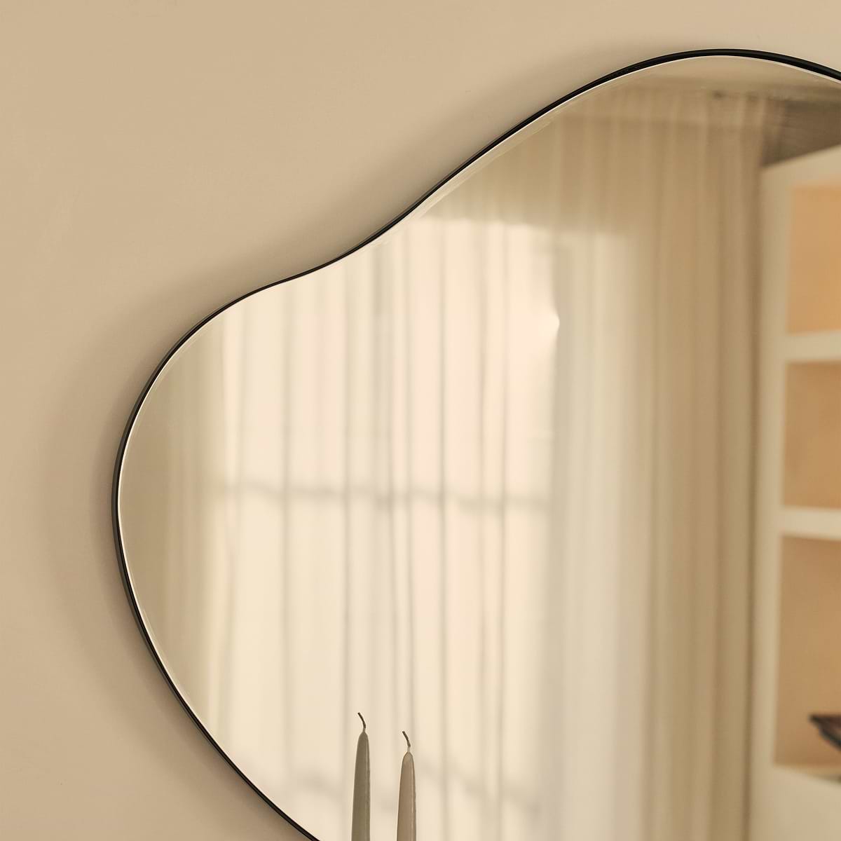 Ava - Black Pond Shaped Irregular Mirror 100cm x 70cm
