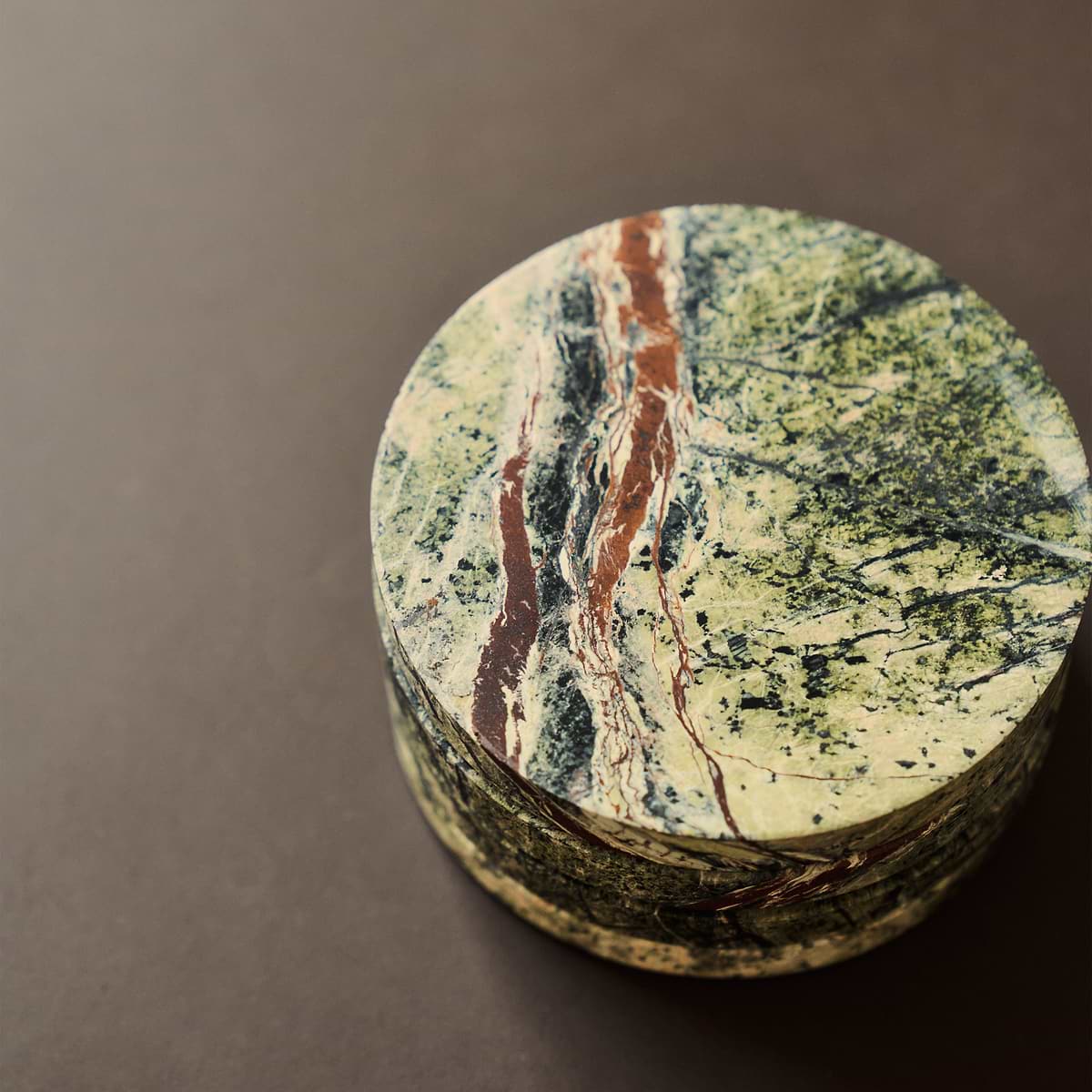 Marbelle - Green Marble Coasters Set of 4 Round