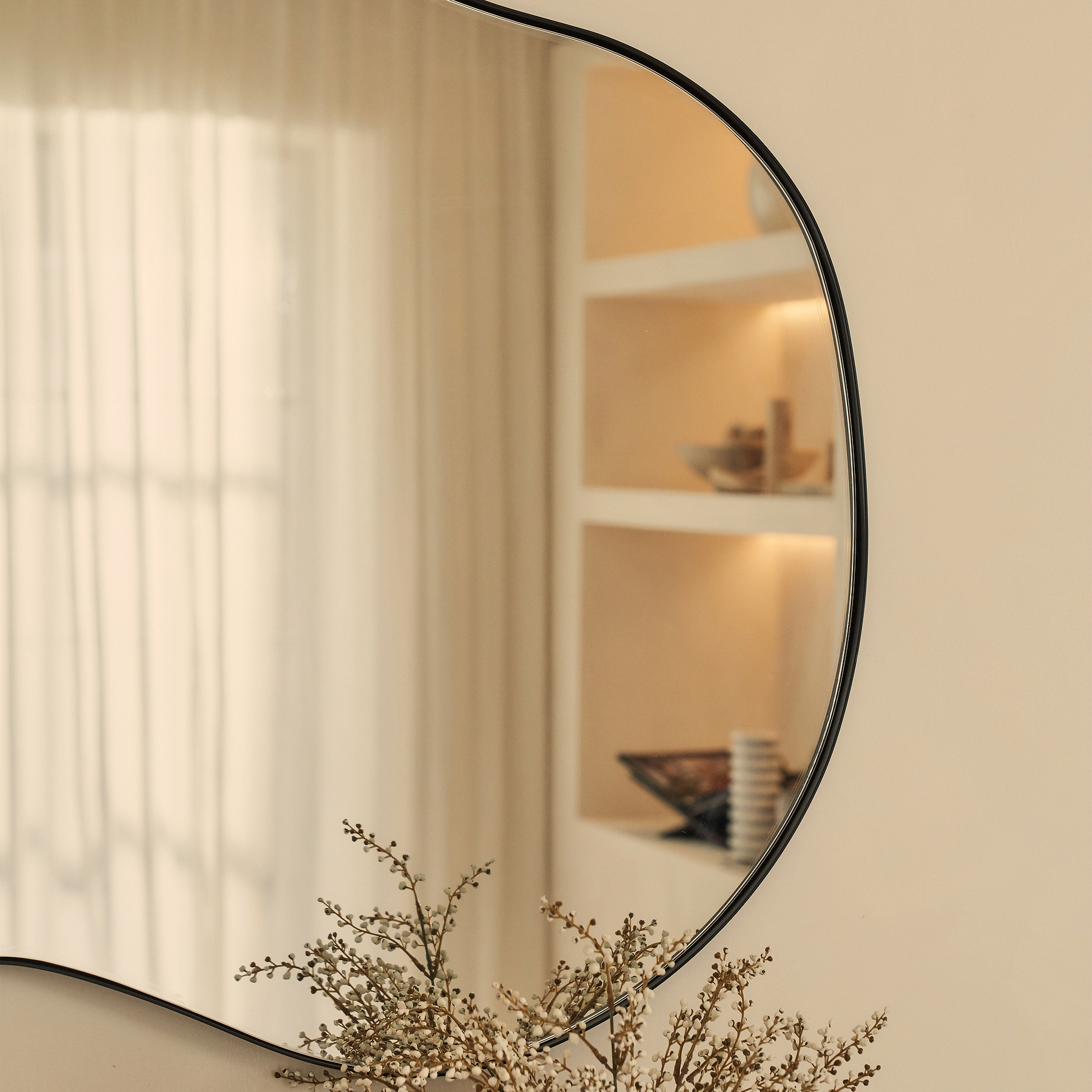 Ava - Black Pond Shaped Irregular Mirror 100cm x 70cm