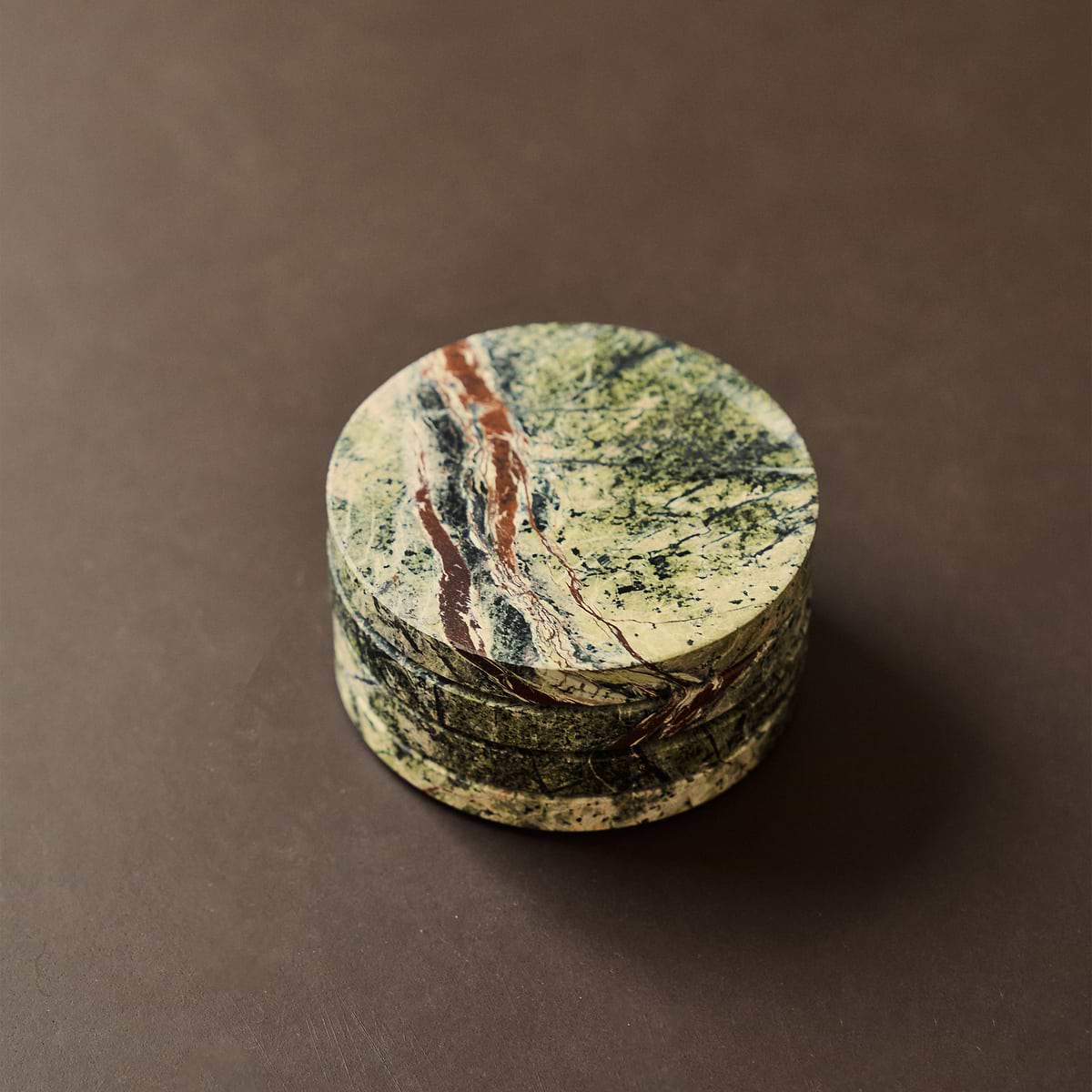 Marbelle - Green Marble Coasters Set of 4 Round