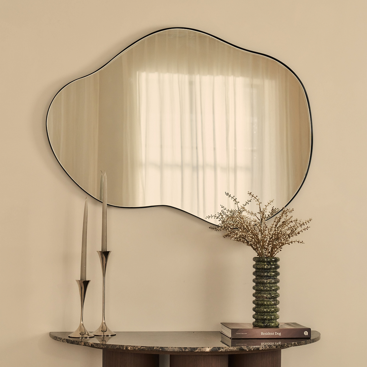 Ava - Black Pond Shaped Irregular Mirror 100cm x 70cm
