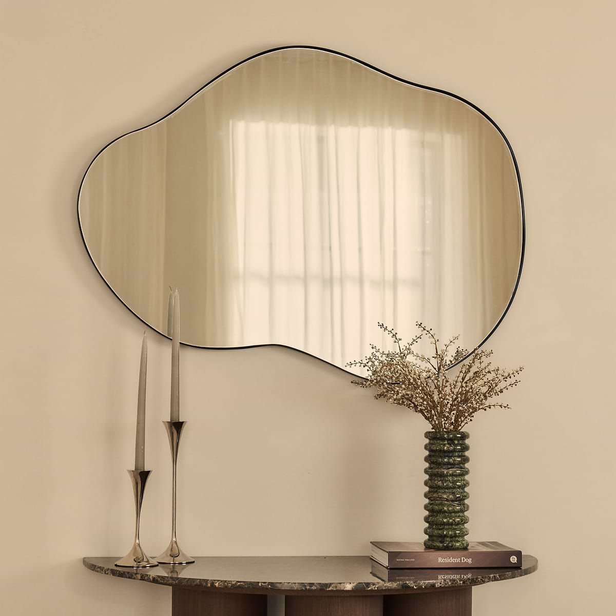 Ava - Black Pond Shaped Irregular Mirror 100cm x 70cm
