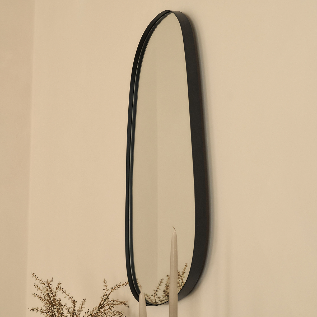 Ava - Black Stone Shaped Irregular Mirror 75cm x 45cm