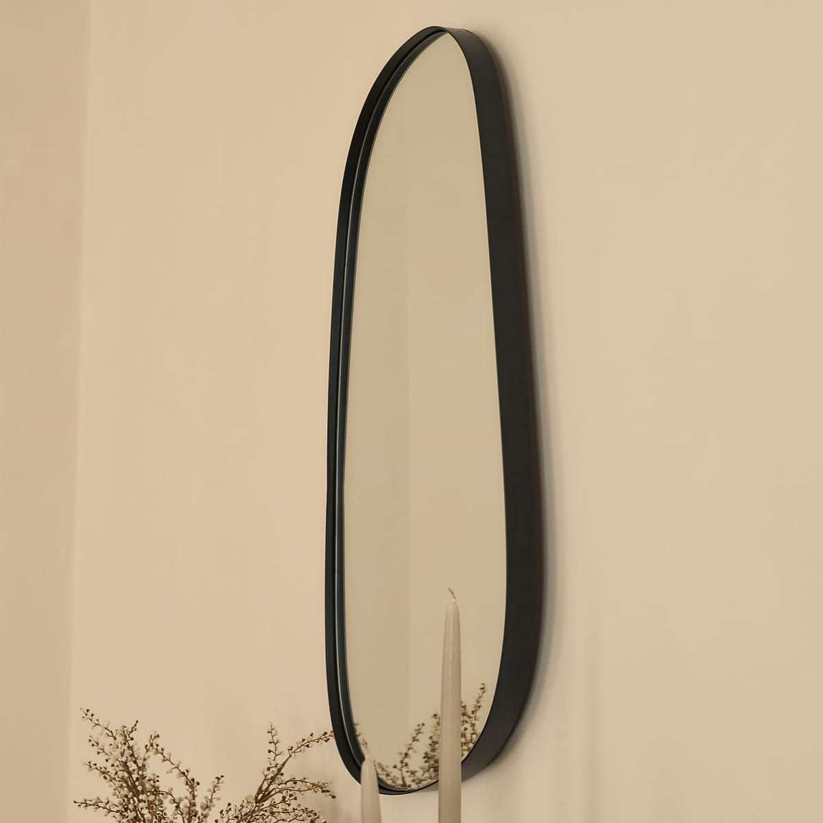 Ava - Black Stone Shaped Irregular Mirror 75cm x 45cm