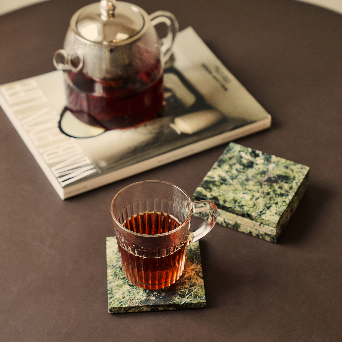 Marbelle - Green Marble Coasters Set of 4 Square