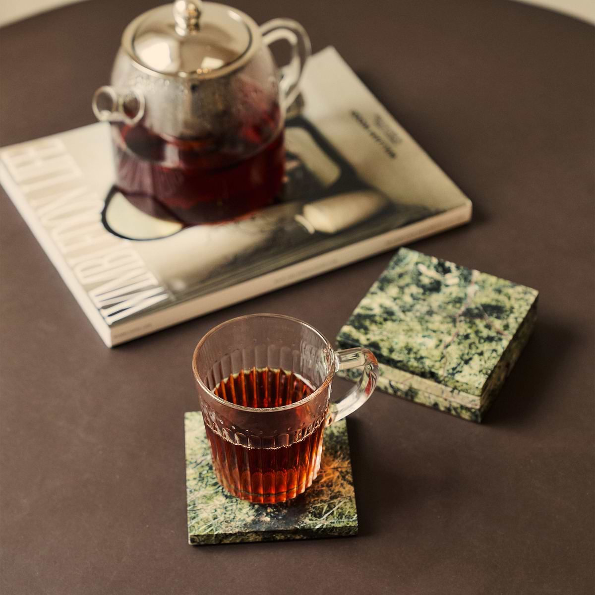 Marbelle - Green Marble Coasters Set of 4 Square