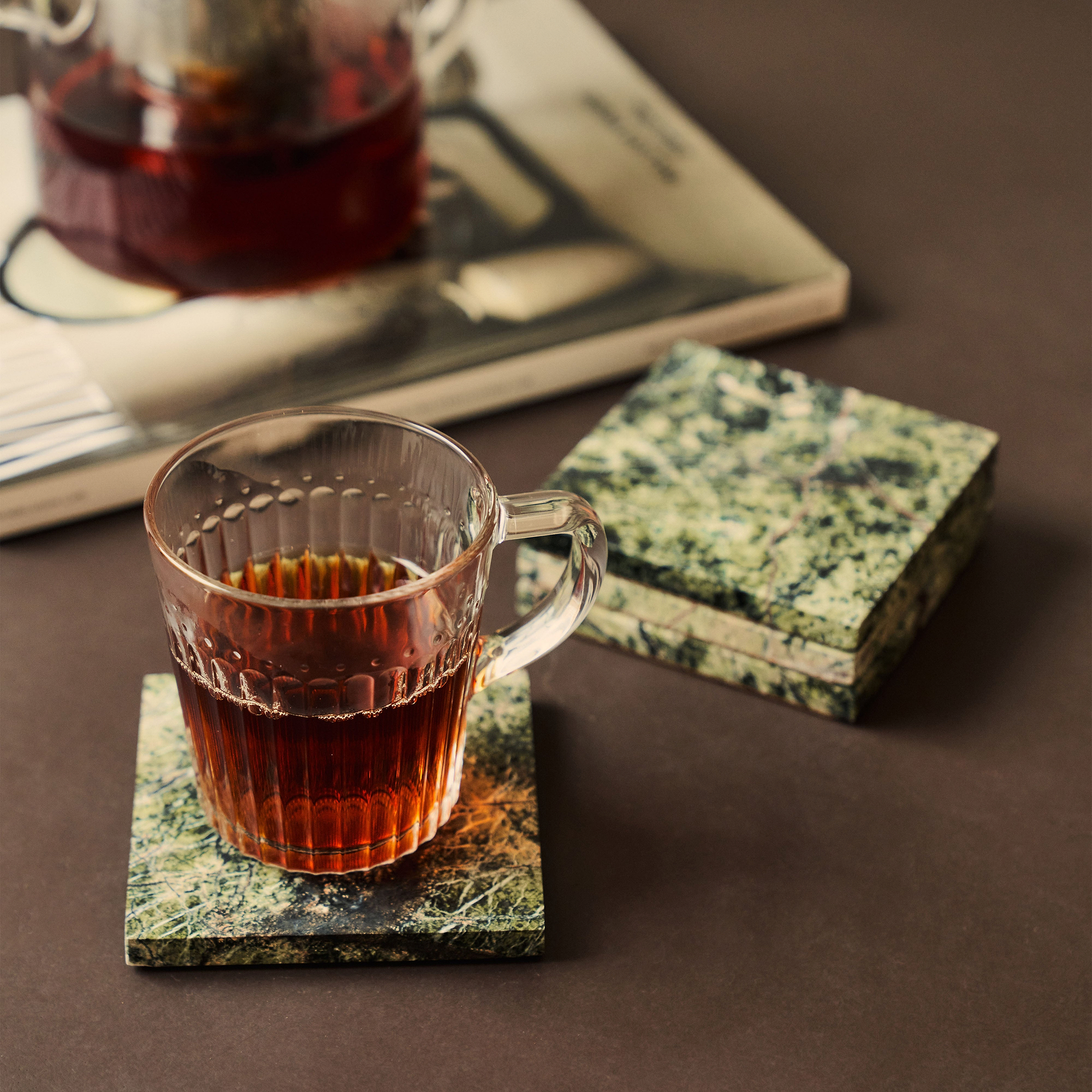 Marbelle - Green Marble Coasters Set of 4 Square