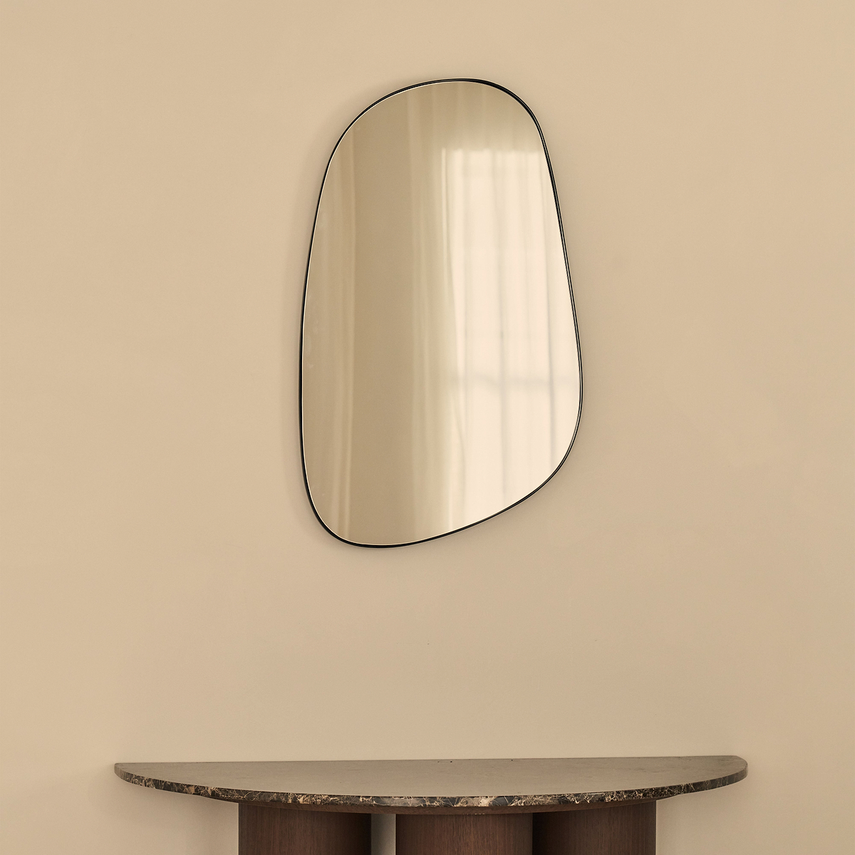Ava - Black Stone Shaped Irregular Mirror 75cm x 45cm