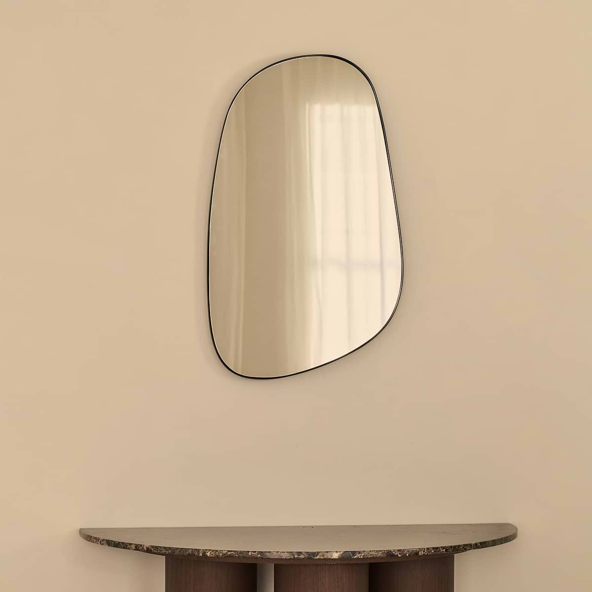Ava - Black Stone Shaped Irregular Mirror 75cm x 45cm