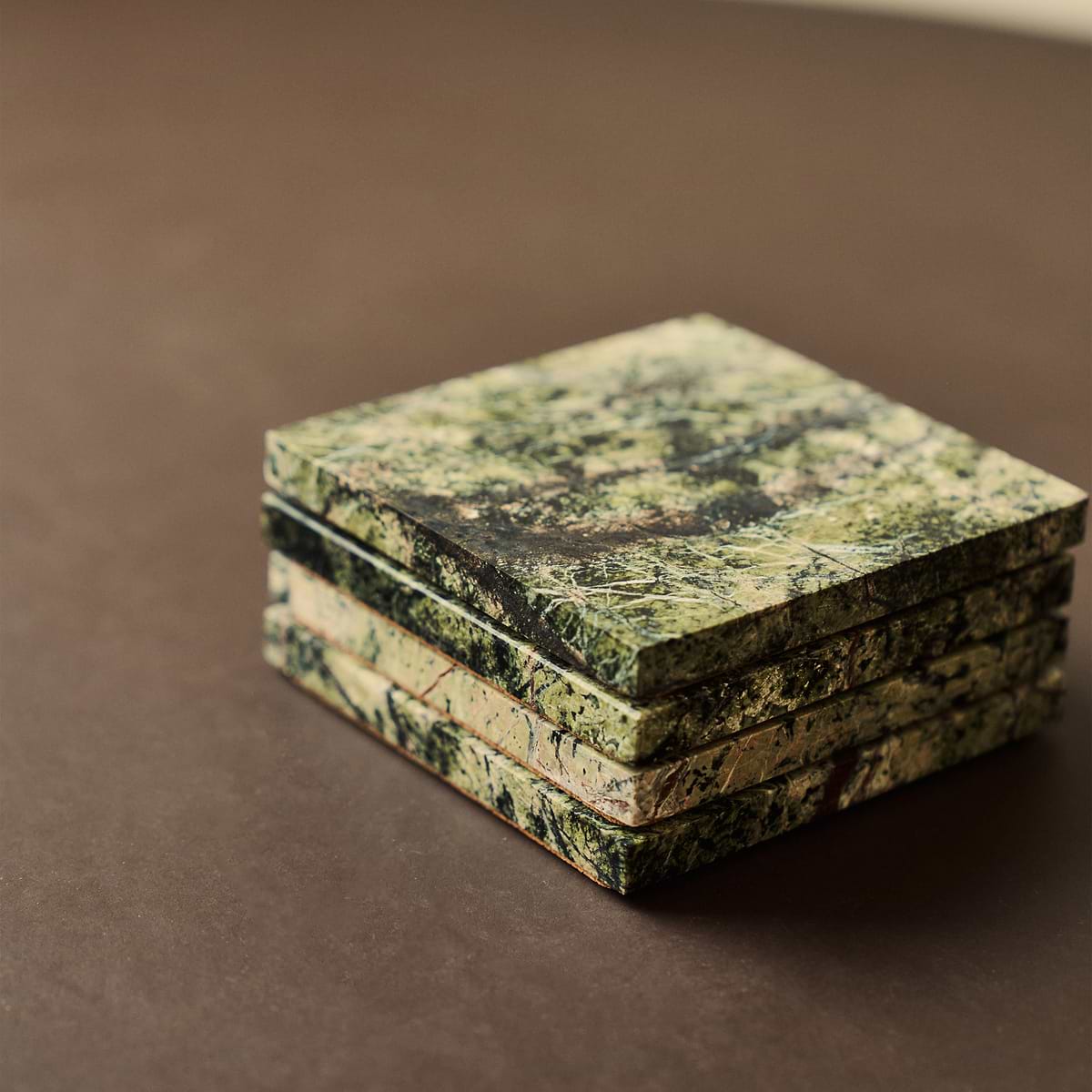 Marbelle - Green Marble Coasters Set of 4 Square