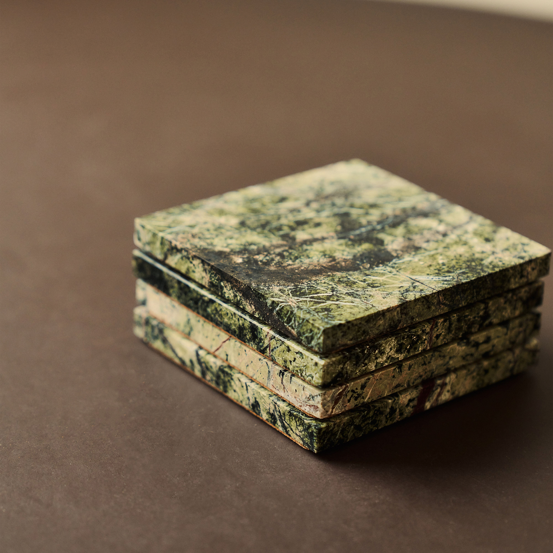 Marbelle - Green Marble Coasters Set of 4 Square