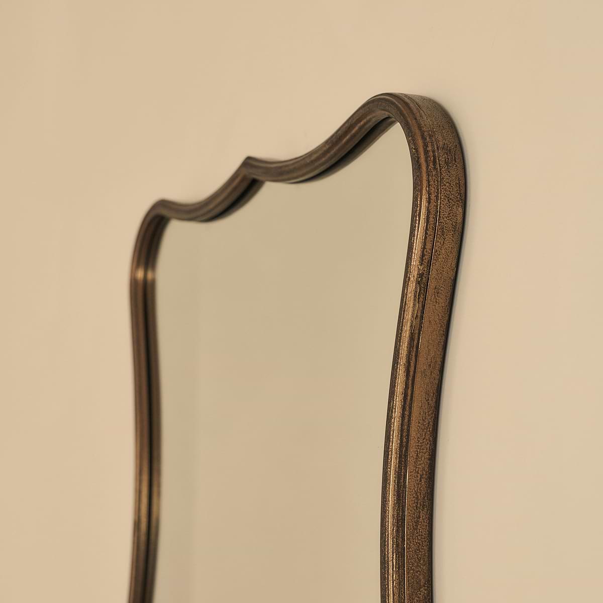 Elise - Antique Bronze Art Deco Metal Overmantle Mirror 90cm x 60cm