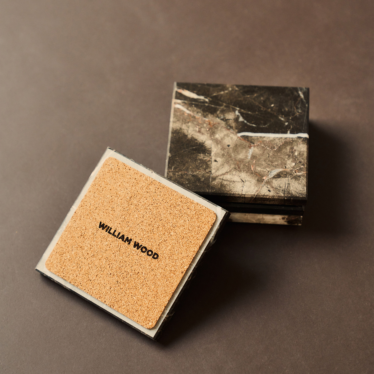 Marbelle - Dark Emperador Marble Coasters Set of 4 Square