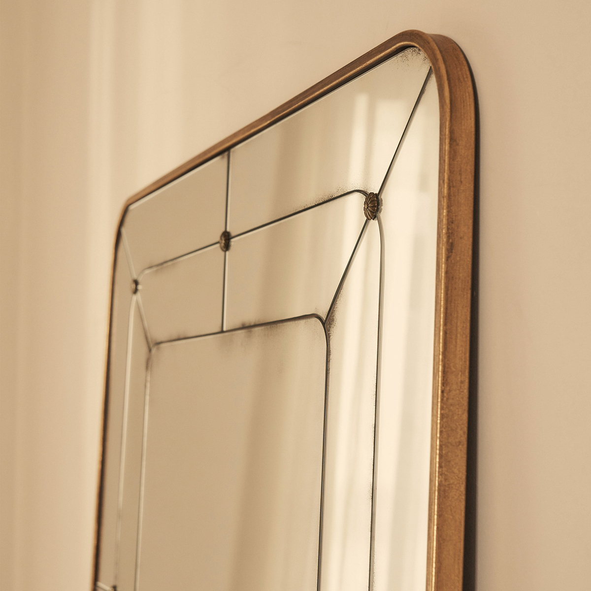 Teramo - Gold Antique Glass Metal Overmantle Mirror 120cm x 80cm