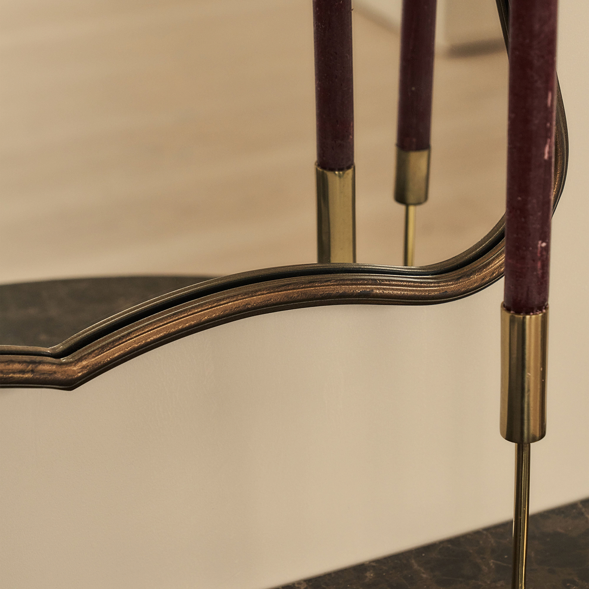 Elise - Antique Bronze Art Deco Metal Overmantle Mirror 90cm x 60cm