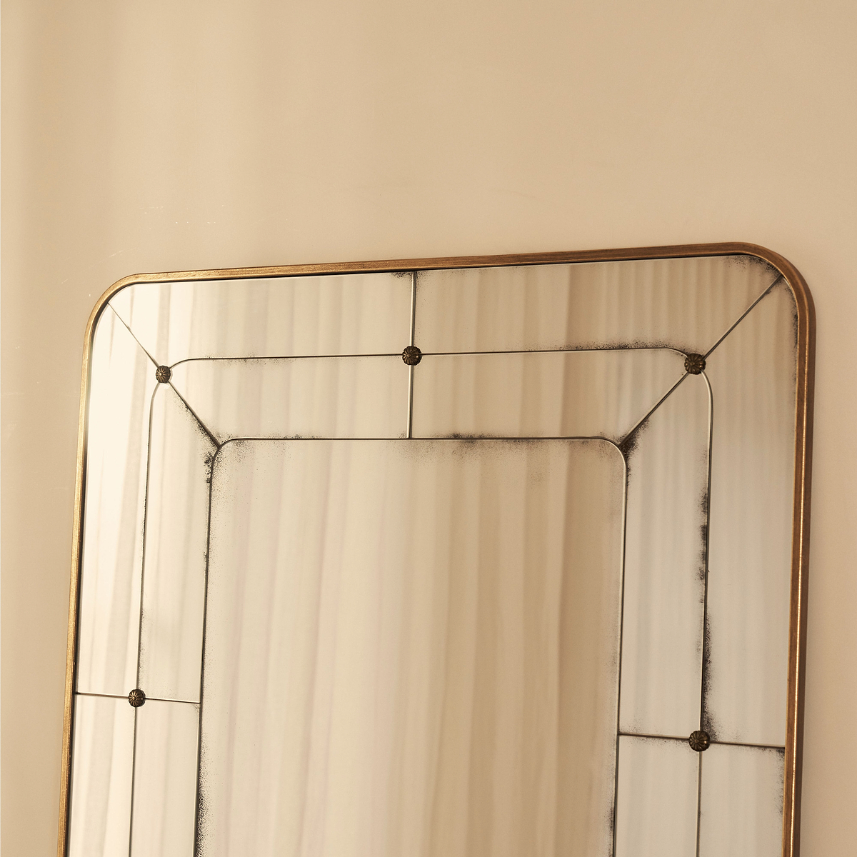 Teramo - Gold Antique Glass Metal Overmantle Mirror 120cm x 80cm