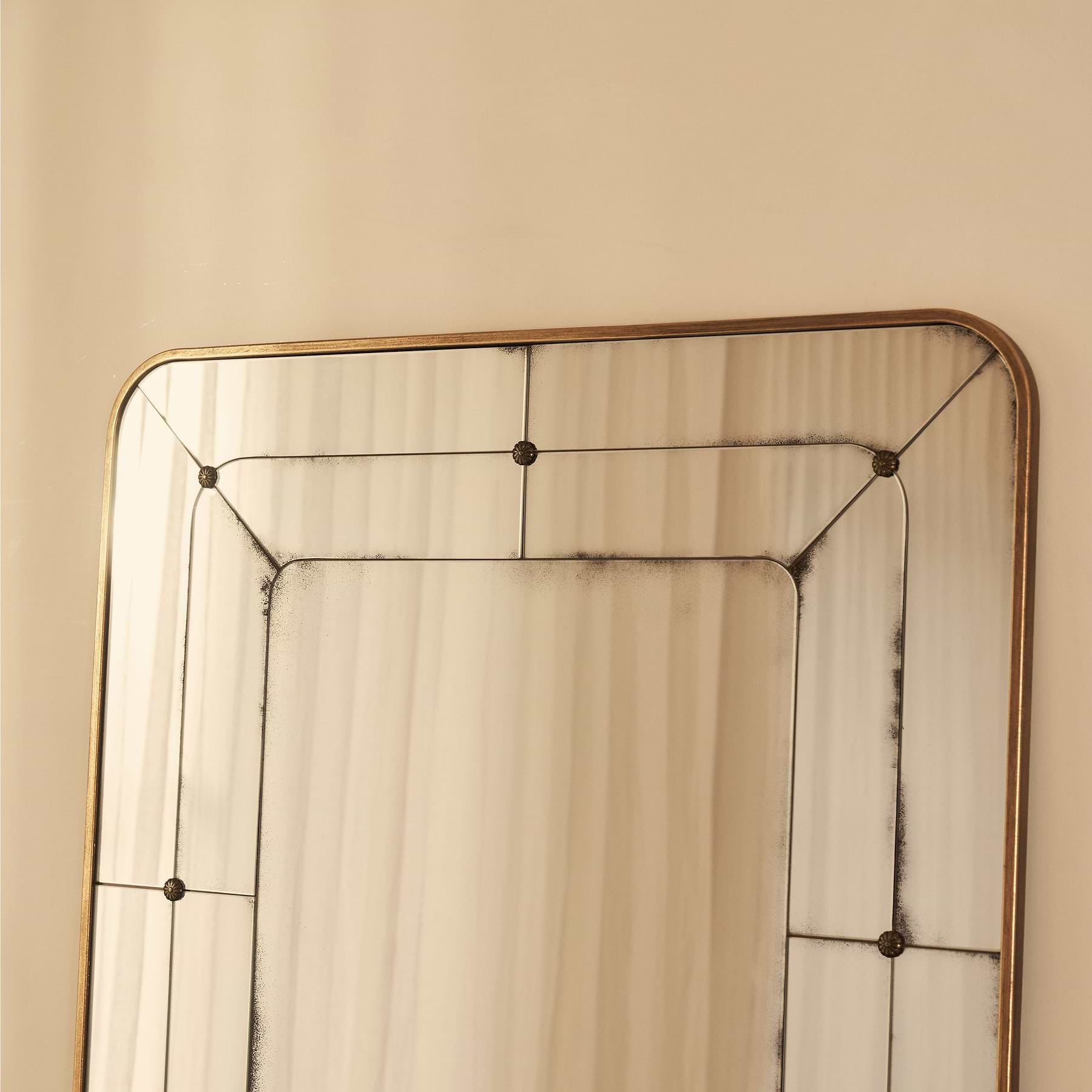 Teramo - Gold Antique Glass Metal Overmantle Mirror 120cm x 80cm
