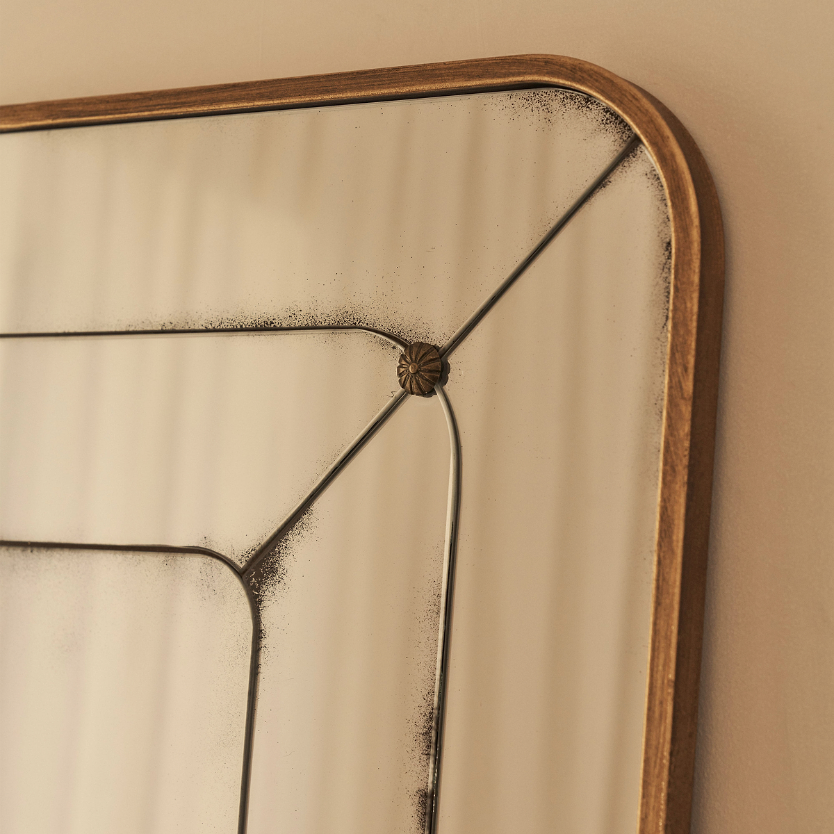 Teramo - Gold Antique Glass Metal Overmantle Mirror 120cm x 80cm