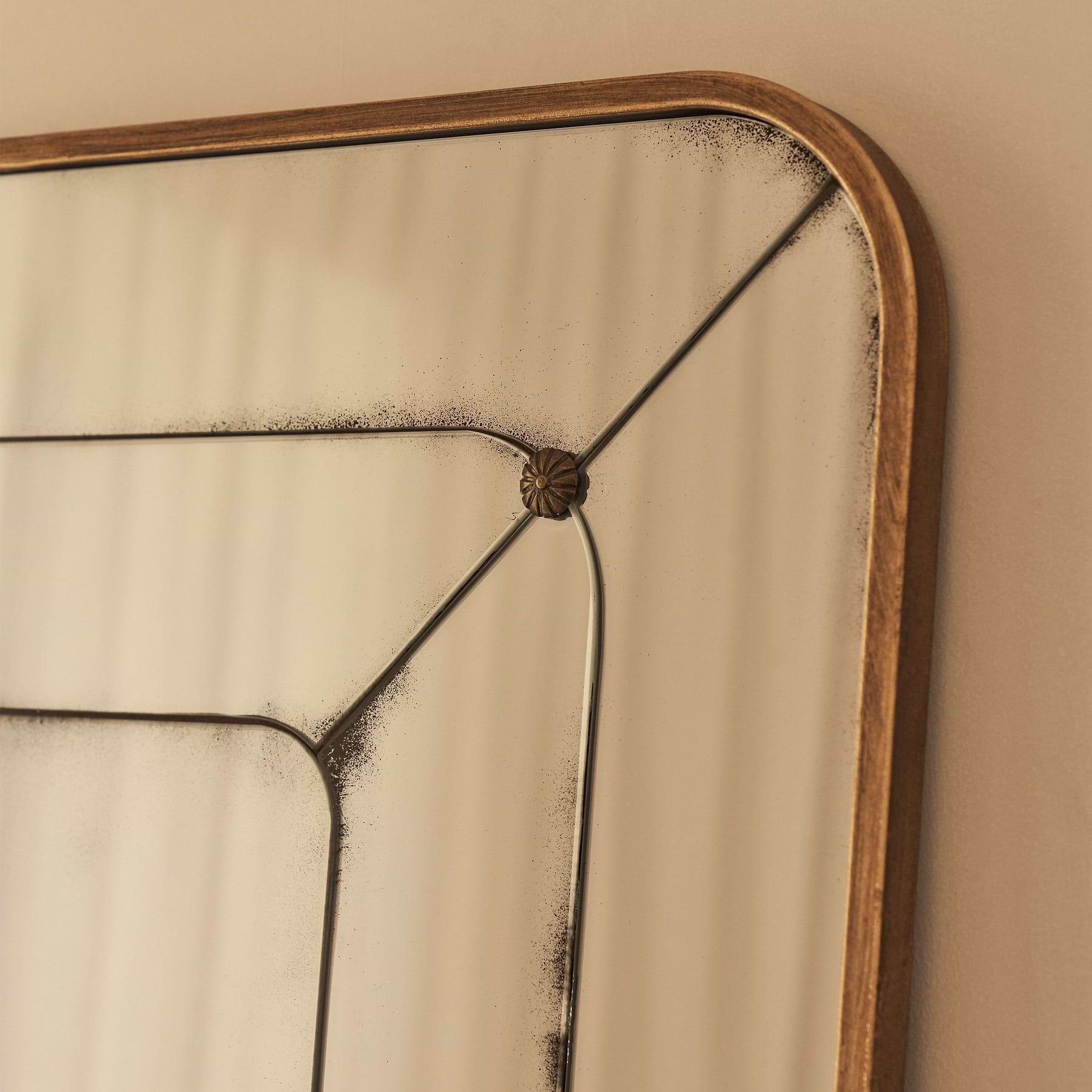 Teramo - Gold Antique Glass Metal Overmantle Mirror 120cm x 80cm