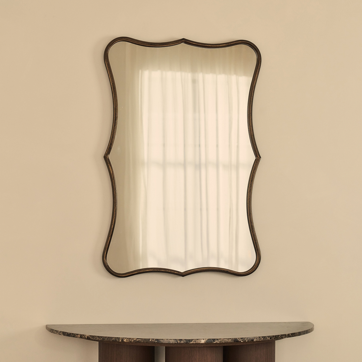 Elise - Antique Bronze Art Deco Metal Overmantle Mirror 90cm x 60cm