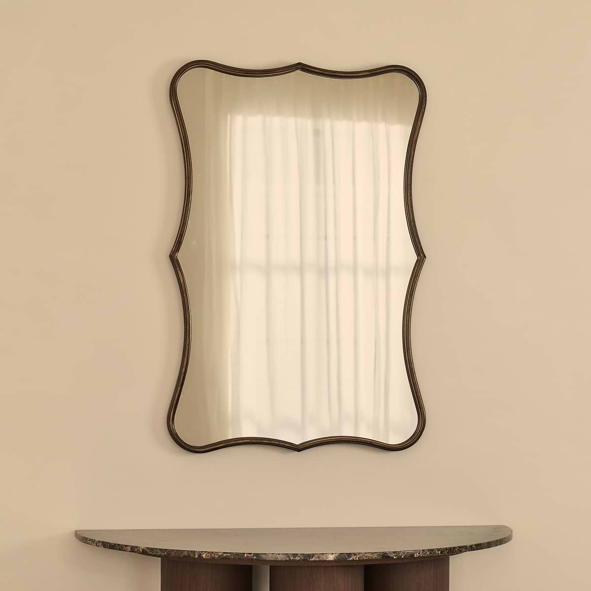 Elise - Antique Bronze Art Deco Metal Overmantle Mirror 90cm x 60cm