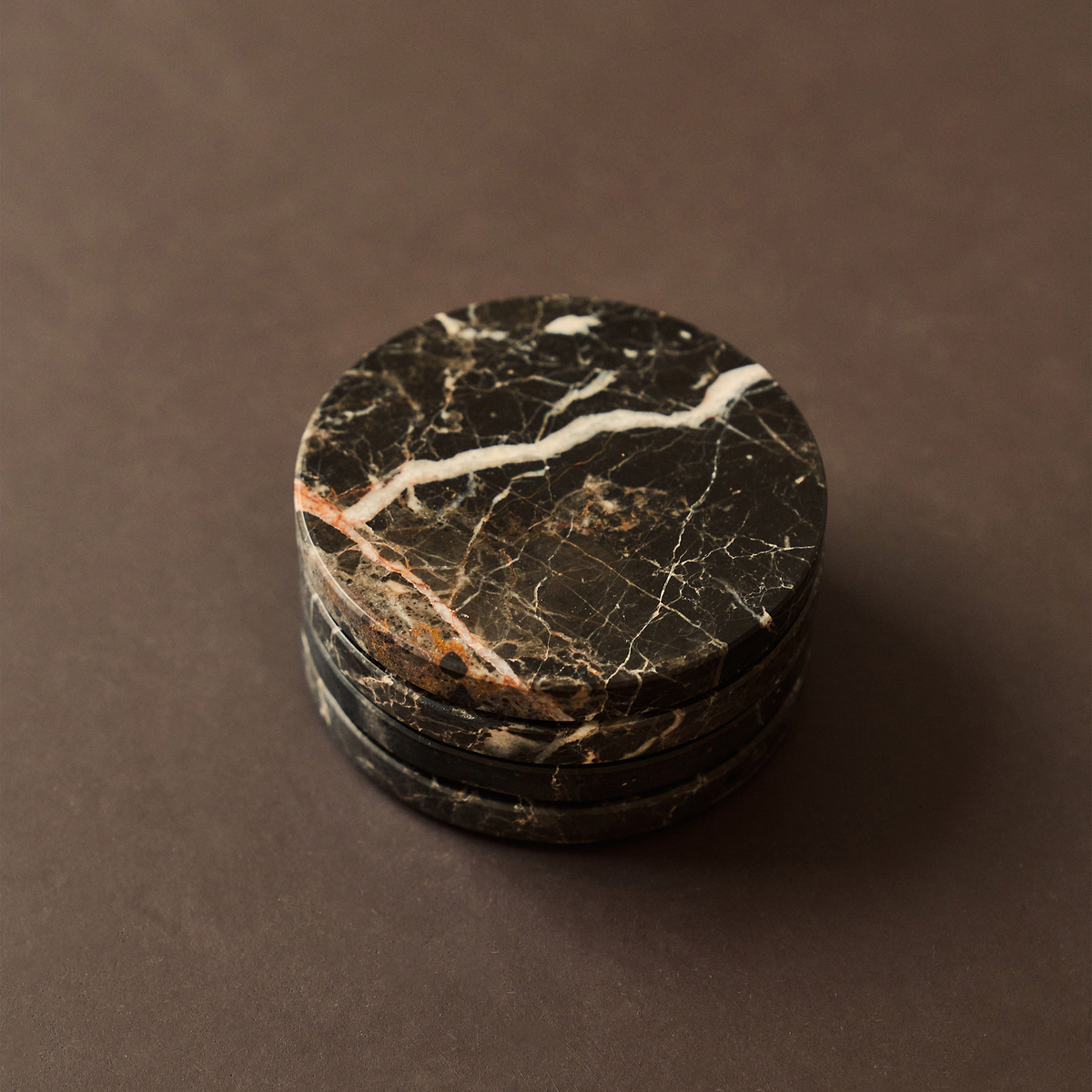 Marbelle - Dark Emperador Marble Coasters Set of 4 Round