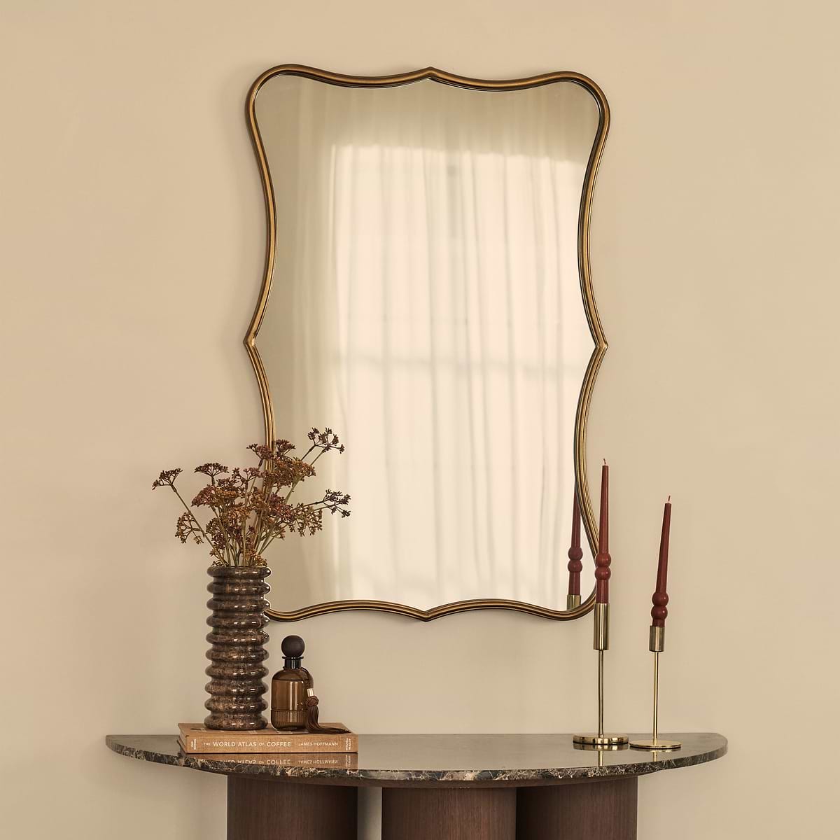 Elise - Gold Art Deco Metal Overmantle Mirror 90cm x 60cm