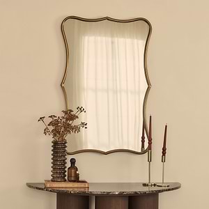 Elise - Gold Art Deco Metal Overmantle Mirror 90cm x 60cm