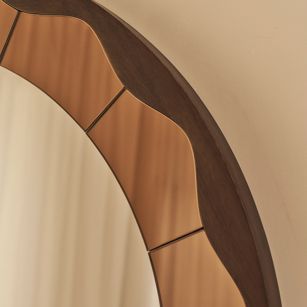 Mirella - Dark Wood Arched Wooden Overmantle Mirror 120cm x 100cm